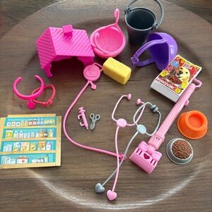 Barbie Misc Vet Pet Accessories Lot Scooper Leash Bowl